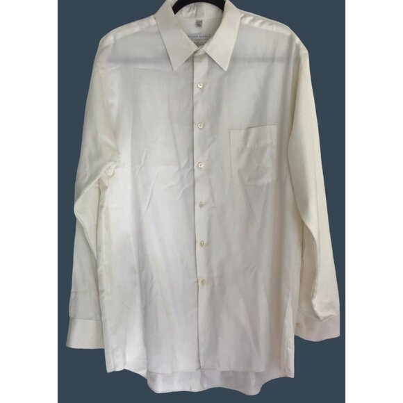 GEOFFREY BEENE-Solid Tan Button-Down Shirt Men's Neck Size 17.5 Wrinkle-Free - Picture 1 of 5